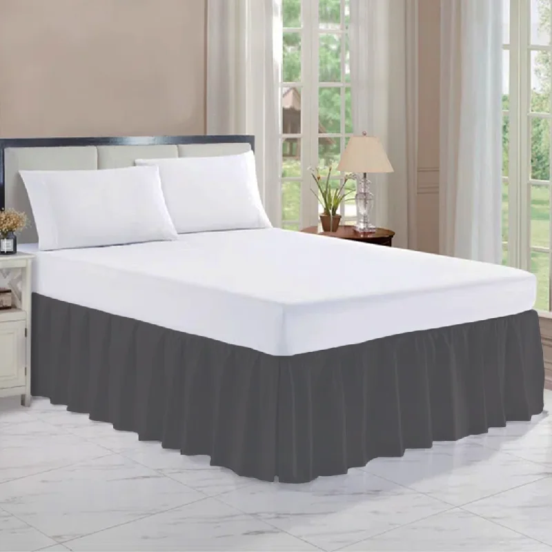 Bed skirts with a retro - style patternDark Grey Gathered Bed Skirt Solid-Bliss