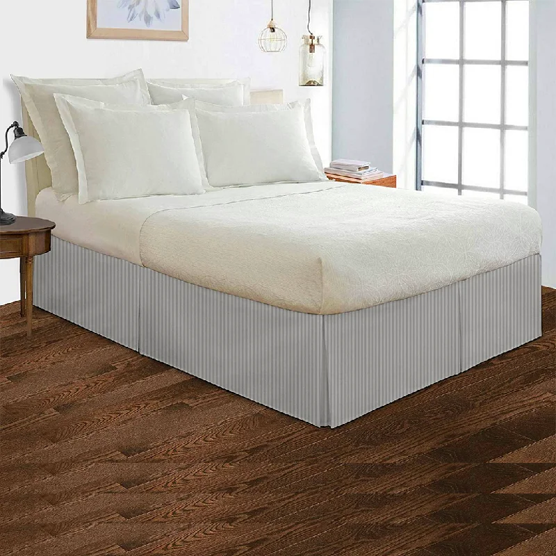 Queen - size bed skirts with ruffled edgesLight Grey Striped Bed Skirt (Comfy 300TC)