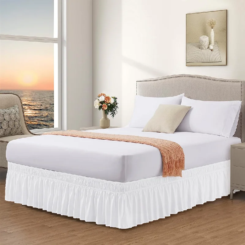 Bed skirts with a high - thread count for a quality feelWhite Wrap Around Bed Skirt Solid Bliss Sateen
