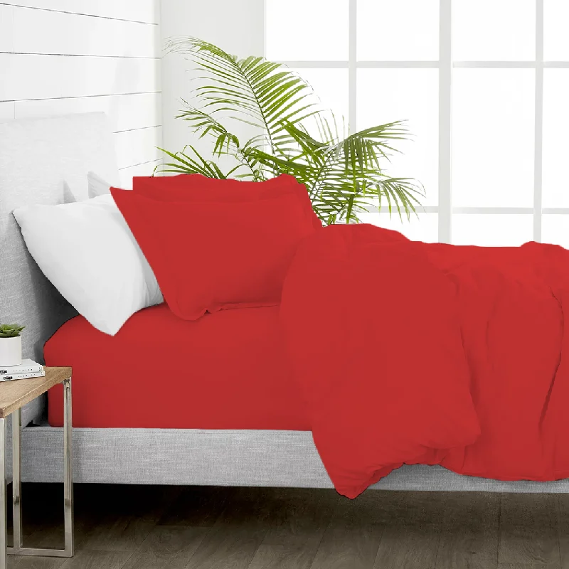 Red Duvet Cover Set with Fitted Sheet Comfy