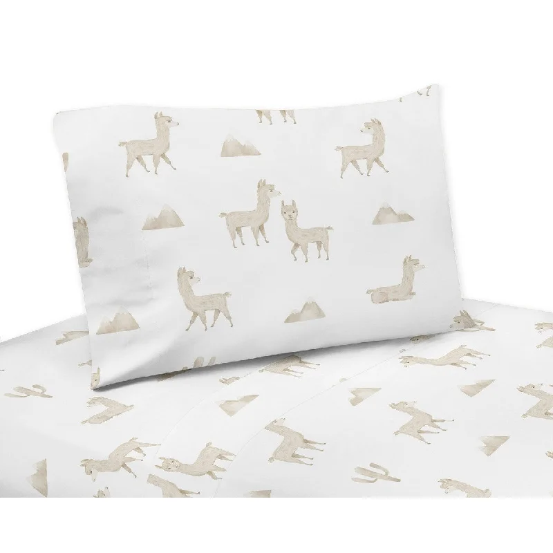 Boho Llama 4pc Queen Sheet Set - Gender Neutral Beige Taupe Tan White Bohemian Southwest Aztec Watercolor Mountain Farmhouse Boho Llama 4pc Queen Sheet Set - Gender Neutral Beige Taupe Tan White Bohemian Southwest Aztec Watercolor Mountain Farmhouse