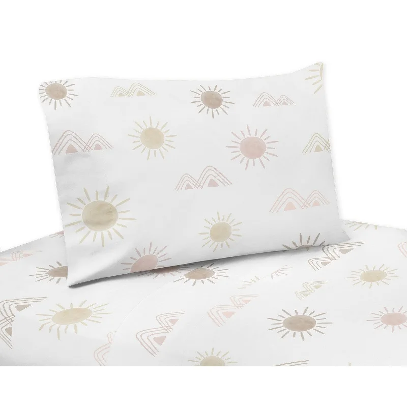 Boho Desert Sun Collection 3-piece Twin Sheet Set - Blush Pink Mauve Gold Taupe Bohemian Watercolor Mountains Southwest Nature Boho Desert Sun Collection 3-piece Twin Sheet Set - Blush Pink Mauve Gold Taupe Bohemian Watercolor Mountains Southwest Nature