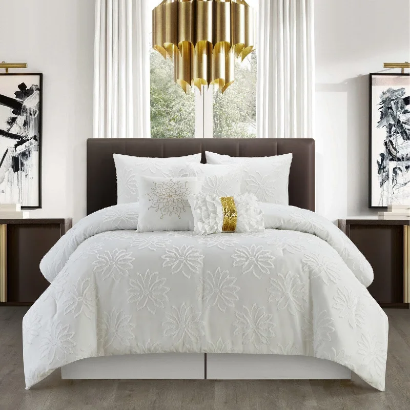3D Floral Pattern Lannie 7 Piece Comforter Set by Nanshing