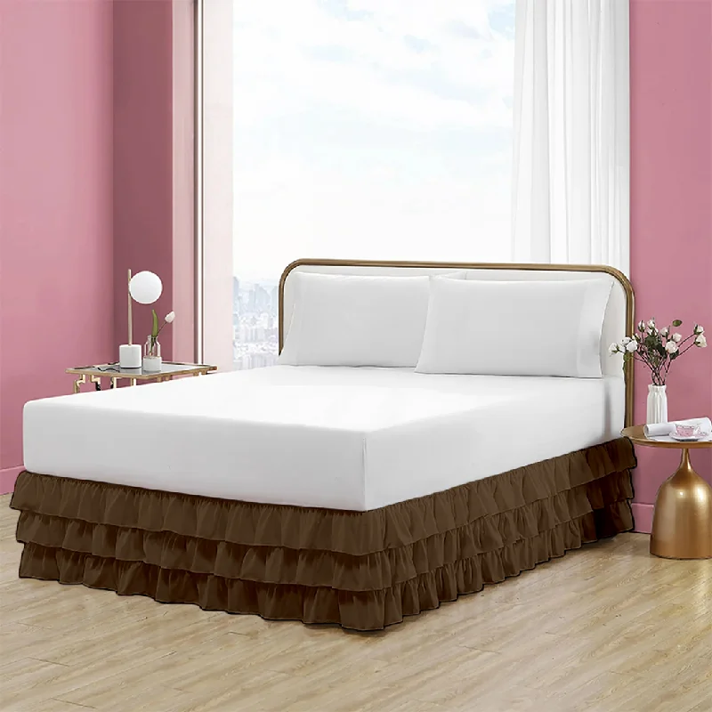 Bed skirts with a eco - friendly materialChocolate Multi Ruffle Bed Skirt Bliss Solid Bed skirts with a eco - friendly materialChocolate Multi Ruffle Bed Skirt Bliss Solid