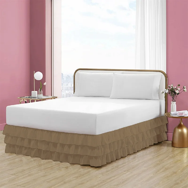 Polyester bed skirts for easy care and durabilityTaupe Multi Ruffle Bed Skirt Bliss Solid