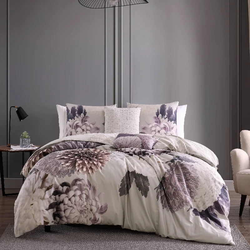 Bebejan Dahlia Purple 100% Cotton 5-Piece Reversible Comforter Set