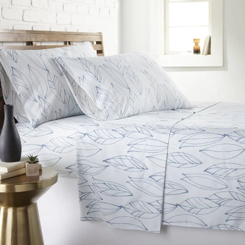 Modern Foliage White and Blue