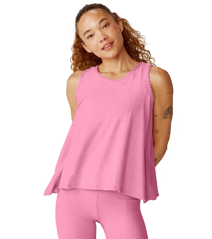 Beyond Yoga Featherweight Flutter Tank Pink Bloom Heather