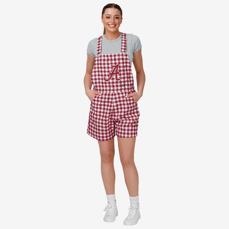 Alabama Crimson Tide Womens Gingham Check Bib Shortalls