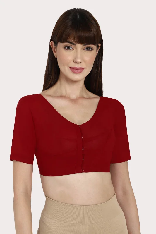 Naidu Hall Round neck long sleeve blouse - Maroon