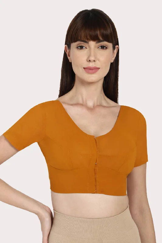 Naidu Hall Round neck short sleeve blouse - Mustard