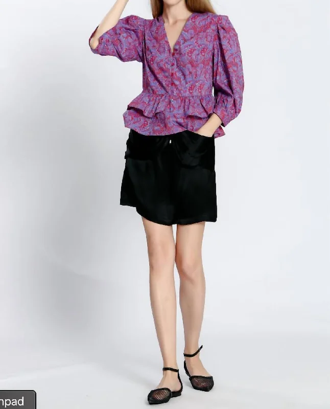 Paisley Peplum Top In Rouge