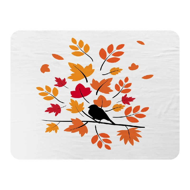 Recycled polyester blankets for an eco - conscious optionAutumn Bird on Branch (Blanket)