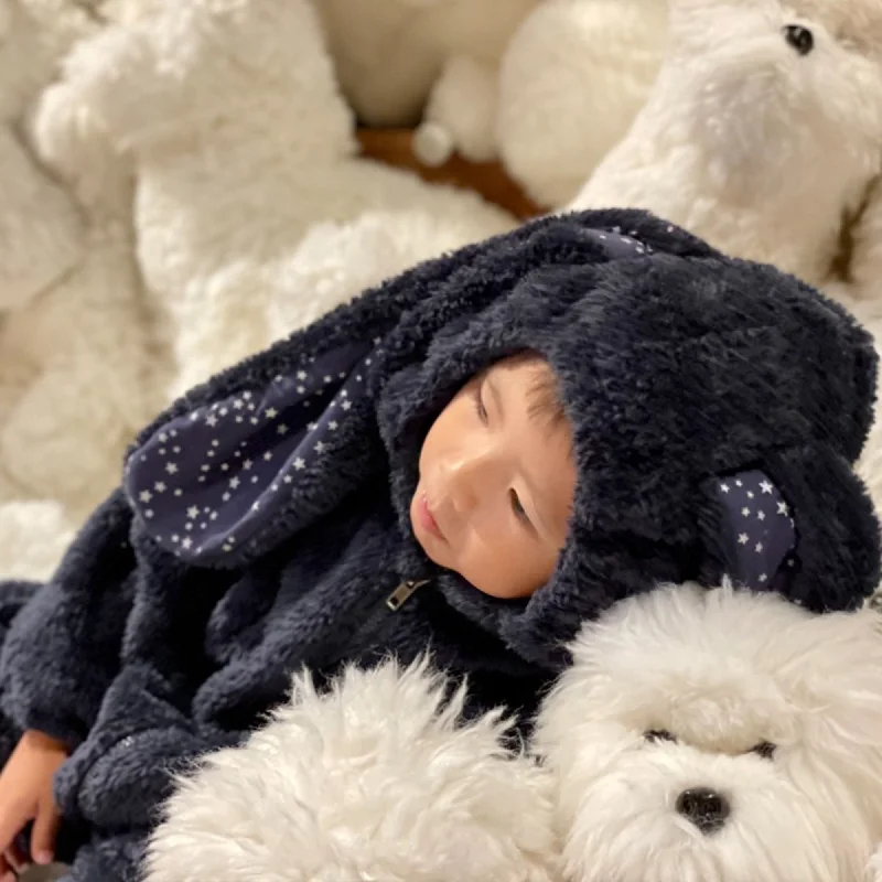 Cotton blankets for breathability and a lightweight feelOnesie with Rabbit Ears - Black