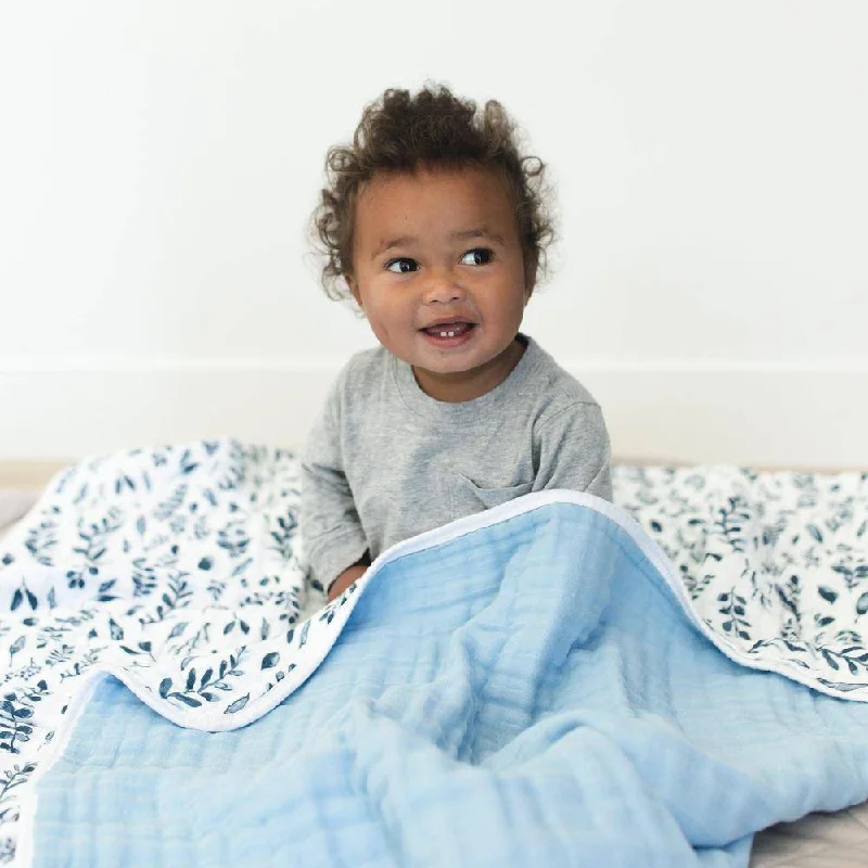 Cotton blankets for breathability and a lightweight feelBlue Leaves + Cornflower Premium Cotton Snuggle Blanket Cotton blankets for breathability and a lightweight feelBlue Leaves + Cornflower Premium Cotton Snuggle Blanket