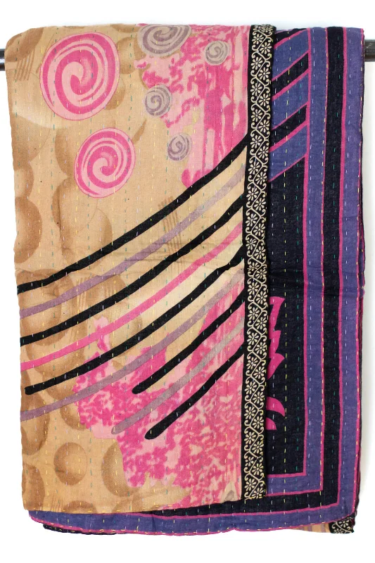Synthetic fiber blend blankets for a budget - friendly choiceCaritas Kantha Throw