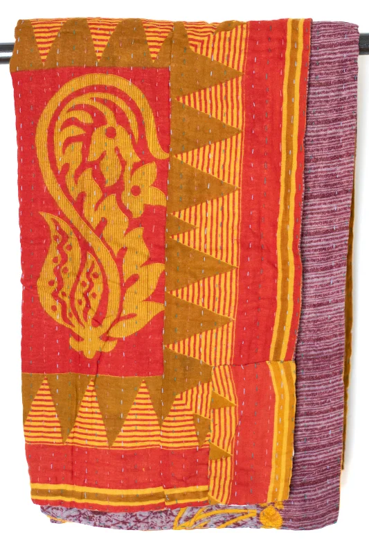 Queen - size blankets for standard - sized bedsCarol Kantha Throw