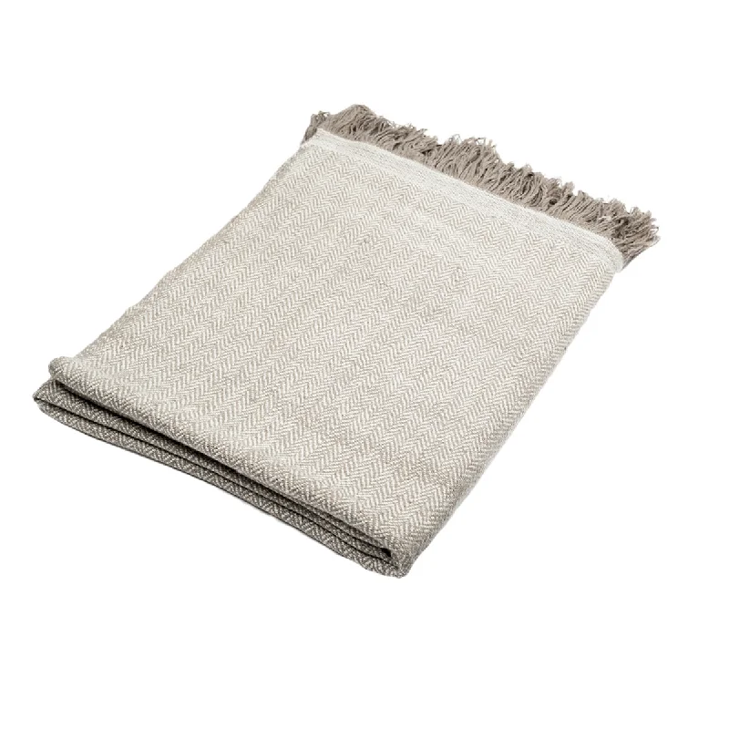 Synthetic fiber blend blankets for a budget - friendly choiceCashmere Throw in Herringbone - Beige