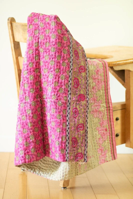 Mohair blankets with a unique sheen and softnessCharm No. 2 Kantha Mini Blanket