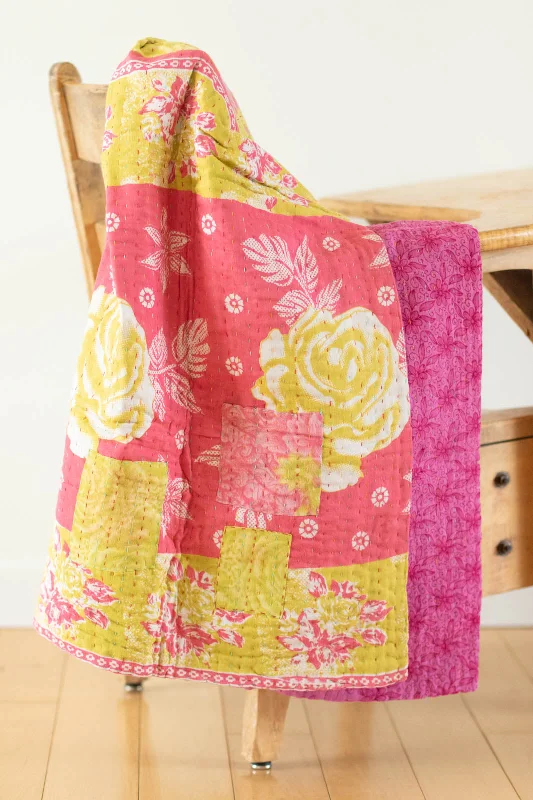 Silk blankets with a smooth and elegant touchCharm No. 5 Kantha Mini Blanket