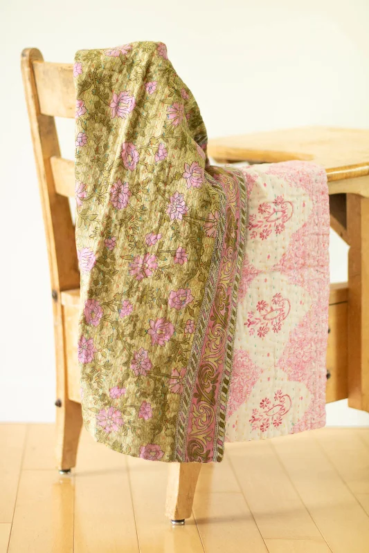 Alpaca wool blankets for a hypoallergenic and warm optionCharm No. 8 Kantha Mini Blanket