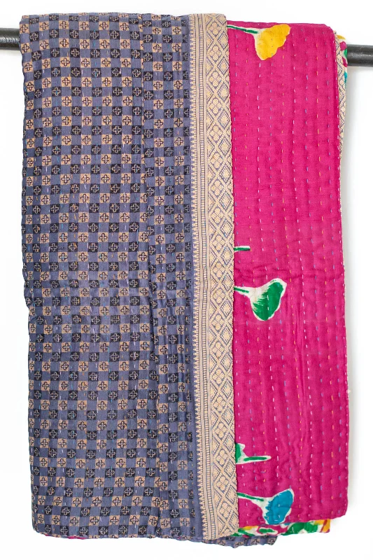 Silk blankets with a smooth and elegant touchClassic Silk Blend Kantha Throw