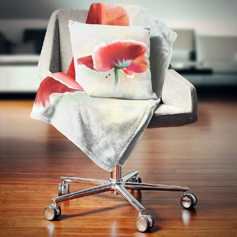 Chenille blankets with a thick and fuzzy textureDesignart 'Beautiful Red Watercolor Poppy' Flowers Throw Blanketwork Chenille blankets with a thick and fuzzy textureDesignart 'Beautiful Red Watercolor Poppy' Flowers Throw Blanketwork