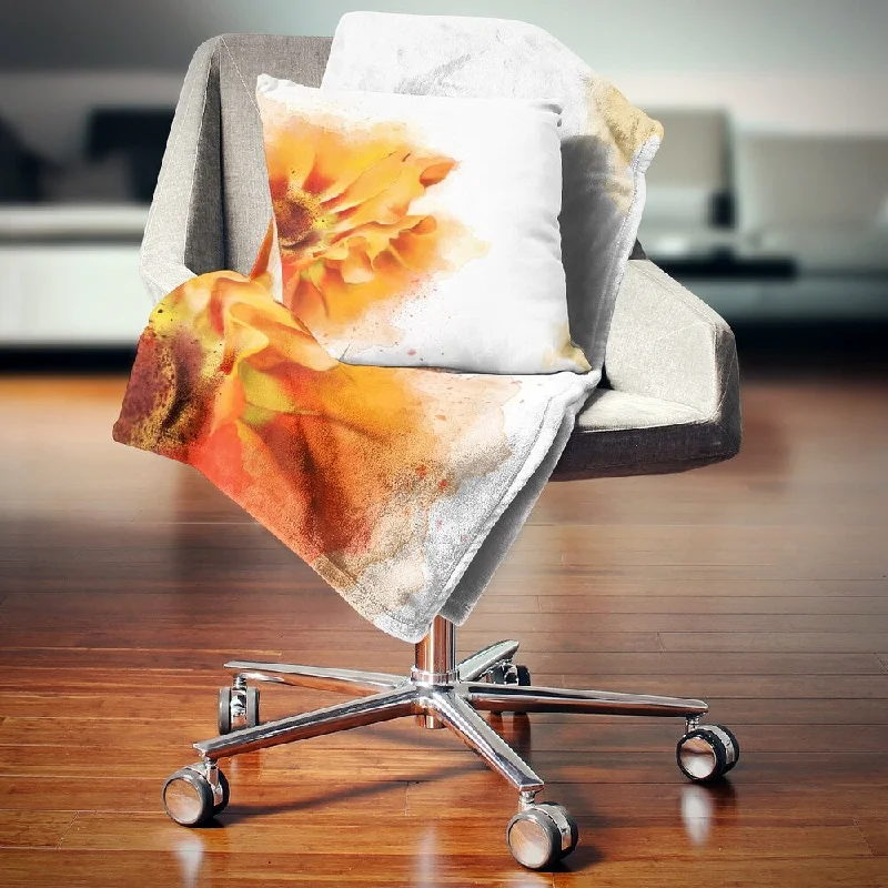 Cotton blankets for breathability and a lightweight feelDesignart 'Beautiful Yellow Flower Watercolor' Flowers Throw Blanketwork