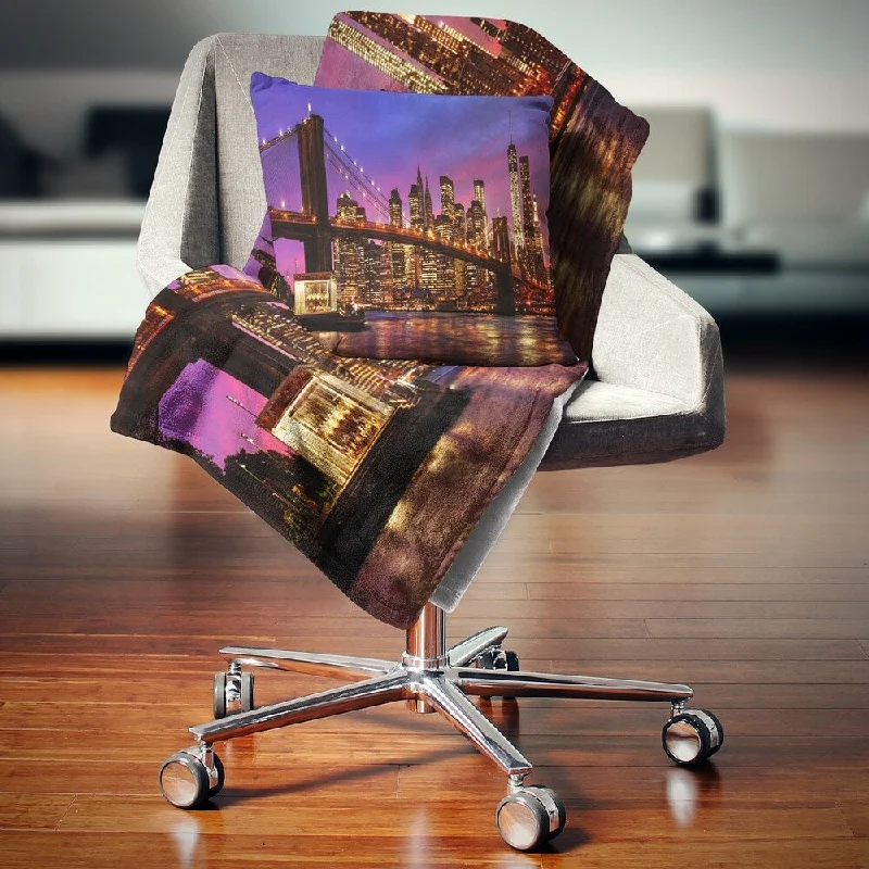 Rayon from bamboo blankets for a silky and breathable feelDesignart 'Brooklyn Bridge and Manhattan at Sunset' Throw Blanket