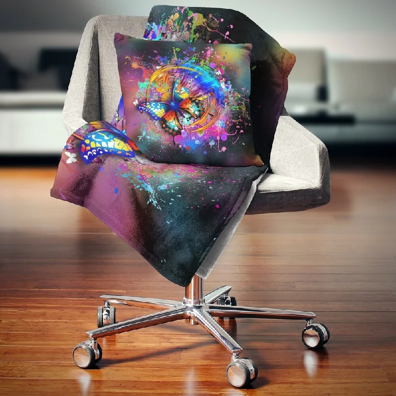 Mohair blankets with a unique sheen and softnessDesignart 'Butterfly over Abstract Background' Abstract Throw Blanket