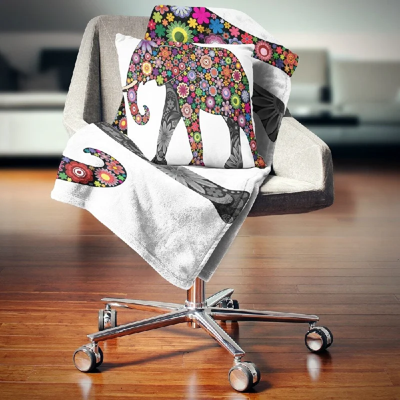 Microfiber blankets that are durable and easy to care forDesignart 'Cheerful Elephant' Animal Throw Blanket