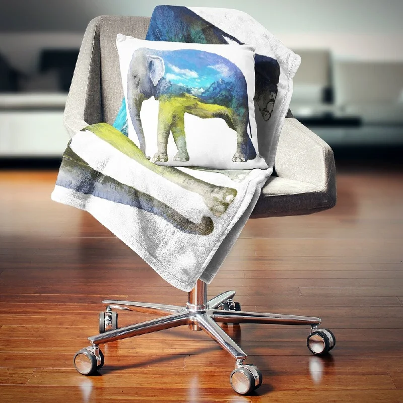 Alpaca wool blankets for a hypoallergenic and warm optionDesignart 'Elephant Double Exposure Illustration' Animal Throw Blanket