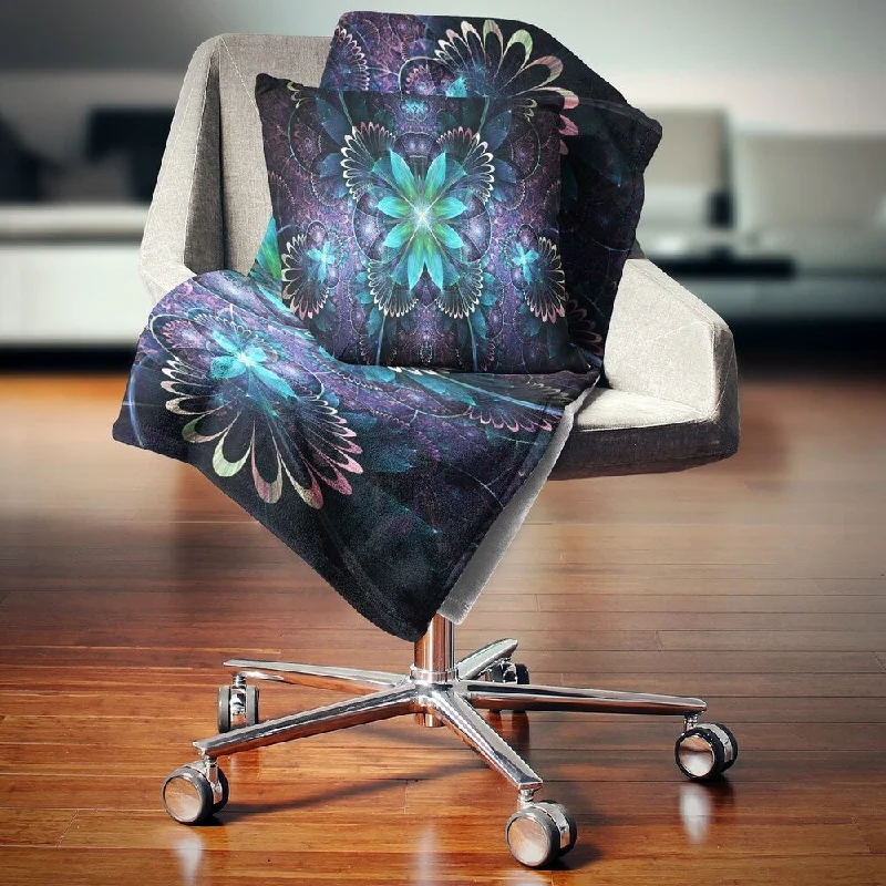 Synthetic fiber blend blankets for a budget - friendly choiceDesignart 'Fractal Flower Blue Digital Art' Flower Throw Blanket Synthetic fiber blend blankets for a budget - friendly choiceDesignart 'Fractal Flower Blue Digital Art' Flower Throw Blanket