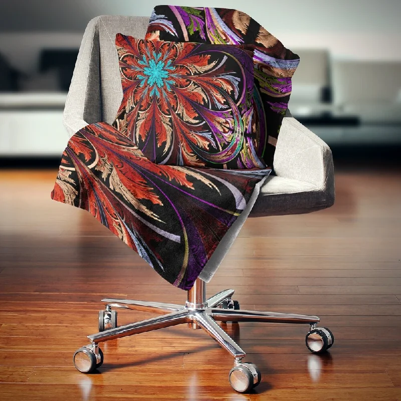 Recycled polyester blankets for an eco - conscious optionDesignart 'Fractal Flower in Dark Red Digital Art' Floral Throw Blanket Recycled polyester blankets for an eco - conscious optionDesignart 'Fractal Flower in Dark Red Digital Art' Floral Throw Blanket