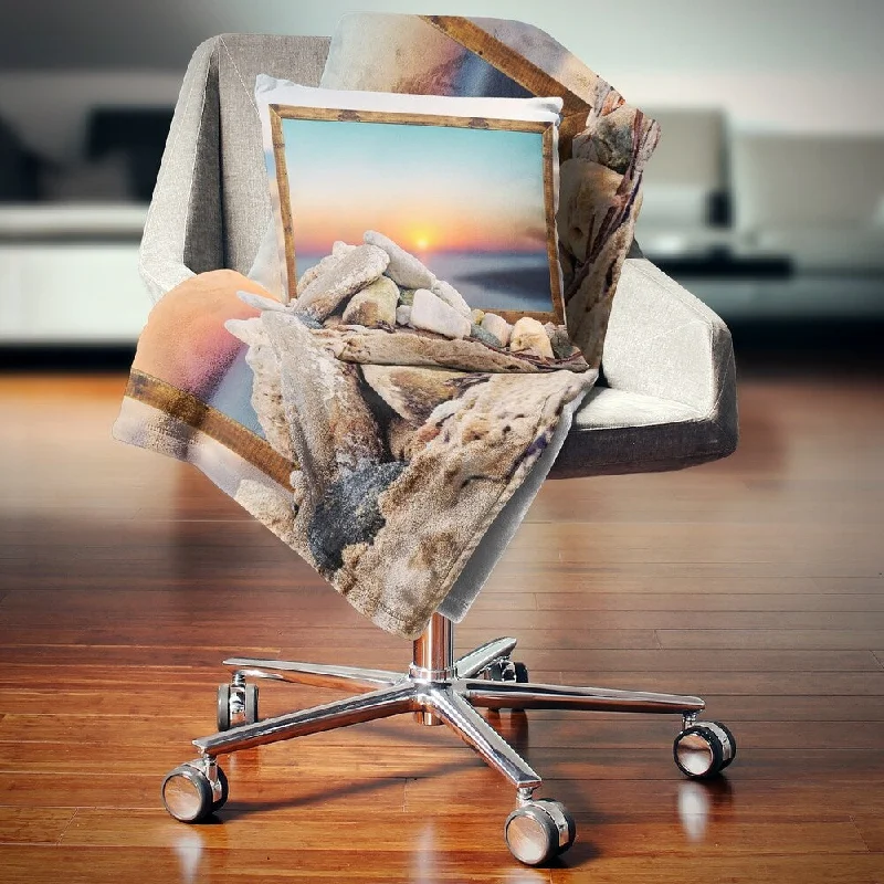 Recycled polyester blankets for an eco - conscious optionDesignart 'Framed Effect Blurred Beach' Seashore Throw Blanket Recycled polyester blankets for an eco - conscious optionDesignart 'Framed Effect Blurred Beach' Seashore Throw Blanket