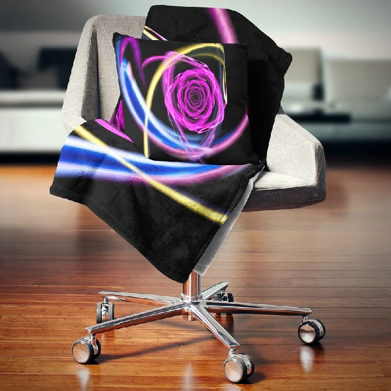 Chenille blankets with a thick and fuzzy textureDesignart 'Glowing Purple Neon Rose' Floral Throw Blanket Chenille blankets with a thick and fuzzy textureDesignart 'Glowing Purple Neon Rose' Floral Throw Blanket