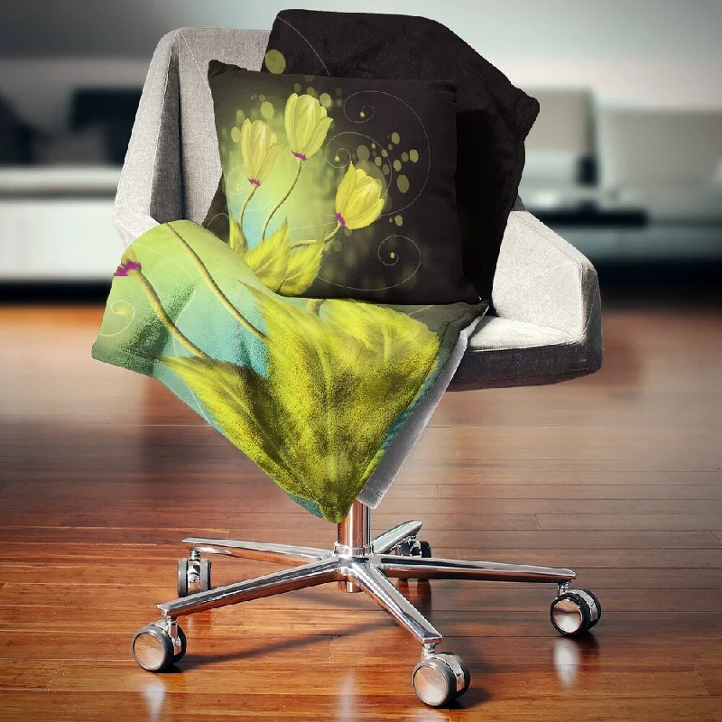 Recycled polyester blankets for an eco - conscious optionDesignart 'Golden Flowers Greeting Card' Floral Throw Blanket