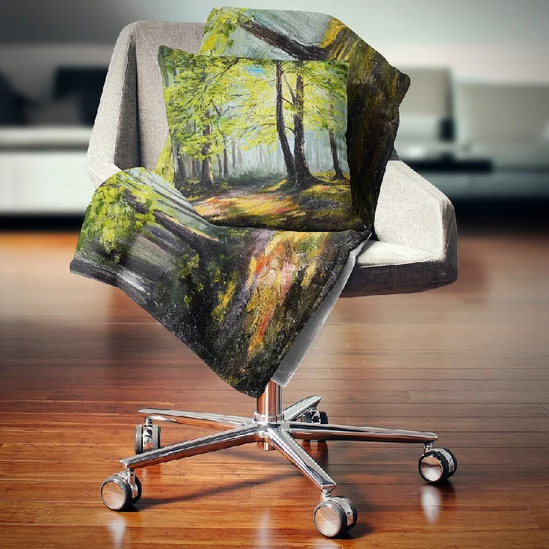 King - size blankets to cover large beds comfortablyDesignart 'Green Autumn Forest' Landscape Fleece Throw Blanket King - size blankets to cover large beds comfortablyDesignart 'Green Autumn Forest' Landscape Fleece Throw Blanket