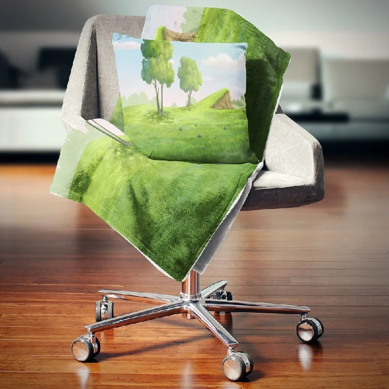 Synthetic fiber blend blankets for a budget - friendly choiceDesignart 'Green Garden with Mound and Trees' Landscape Wall Throw Blanket Synthetic fiber blend blankets for a budget - friendly choiceDesignart 'Green Garden with Mound and Trees' Landscape Wall Throw Blanket