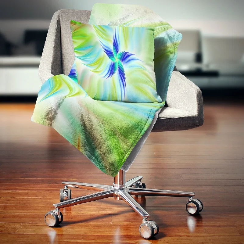 Fleece blankets for a cozy and plush textureDesignart 'Huge Rotating Green Flower' Floral Throw Blanket