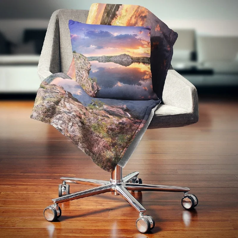 Wool blankets with natural warmth and insulationDesignart 'Large Summer Clouds Reflection' Landscape Photography Throw Blanket