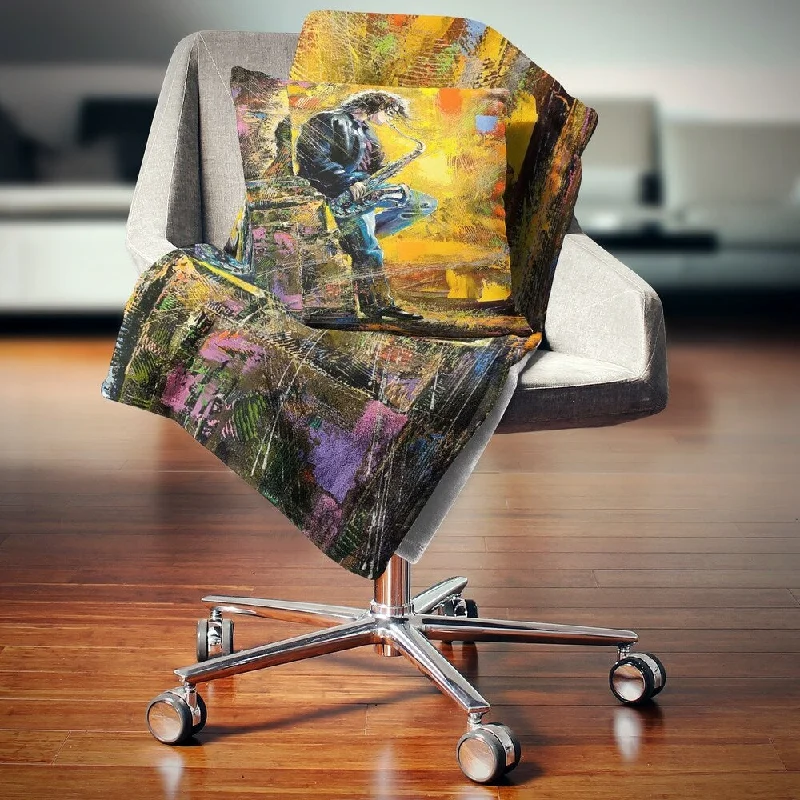 Silk blankets with a smooth and elegant touchDesignart 'Man with Saxophone' Contemporary Throw Blanket Silk blankets with a smooth and elegant touchDesignart 'Man with Saxophone' Contemporary Throw Blanket