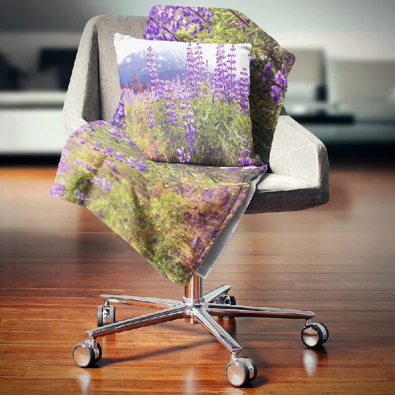 Silk blankets with a smooth and elegant touchDesignart 'Meadow in Alaska with Purple Flowers' Floral Throw Blanket Silk blankets with a smooth and elegant touchDesignart 'Meadow in Alaska with Purple Flowers' Floral Throw Blanket