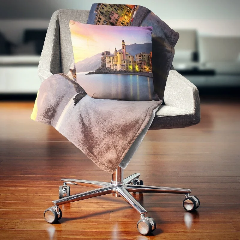Microfiber blankets that are durable and easy to care forDesignart 'Old Mediterranean Town at Sunrise' Seashore Throw Blanket Microfiber blankets that are durable and easy to care forDesignart 'Old Mediterranean Town at Sunrise' Seashore Throw Blanket