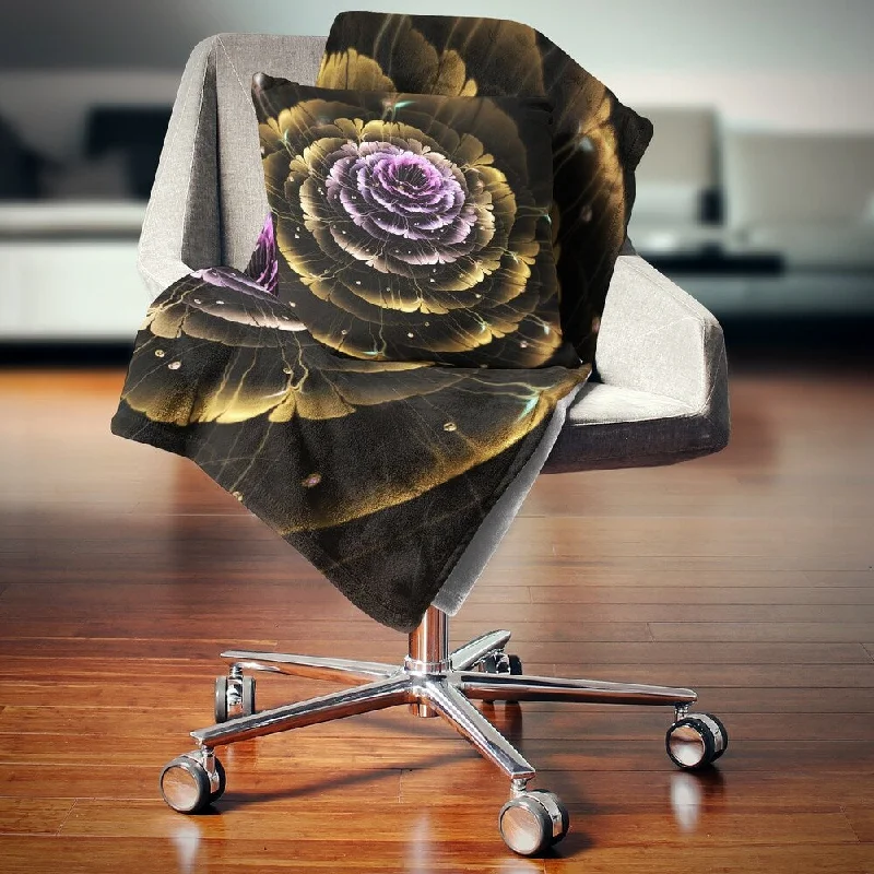 Bamboo fiber blankets with natural antibacterial propertiesDesignart 'Perfect Fractal Flower in Gold and Purple' Floral Throw Blanket Bamboo fiber blankets with natural antibacterial propertiesDesignart 'Perfect Fractal Flower in Gold and Purple' Floral Throw Blanket