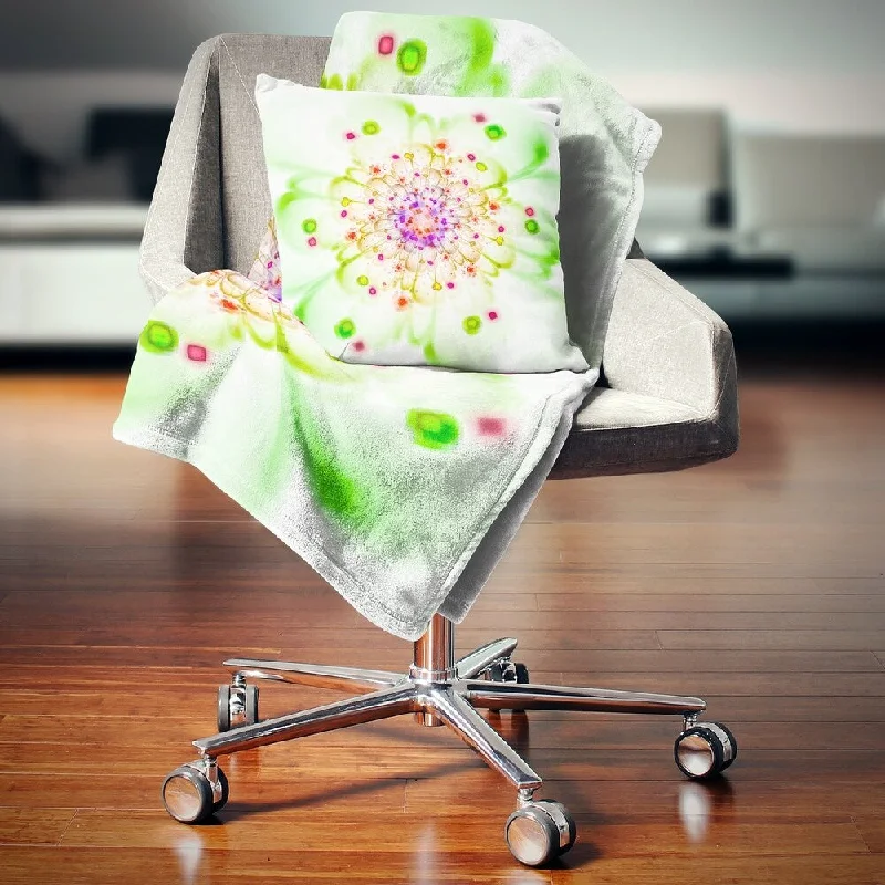 King - size blankets to cover large beds comfortablyDesignart 'Perfect Glowing Fractal Flower in Green' Floral Throw Blanket