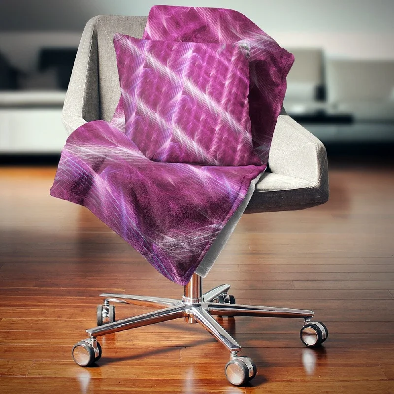 Chenille blankets with a thick and fuzzy textureDesignart 'Pink Abstract Metal Grill' Abstract Throw Blanket