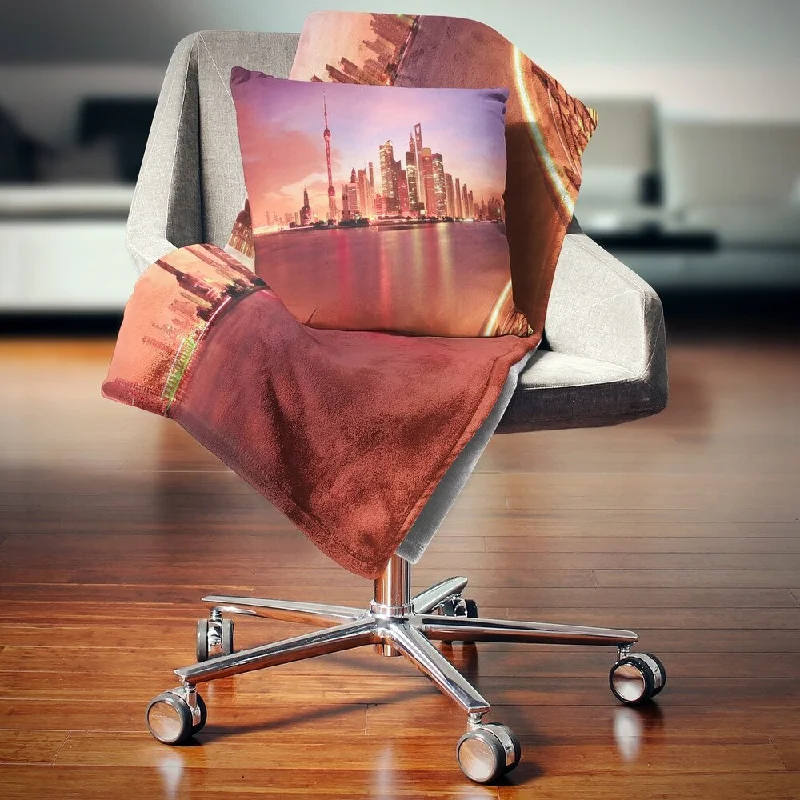 Alpaca wool blankets for a hypoallergenic and warm optionDesignart 'Shanghai Skyline at Dawn Panorama' Cityscape Throw Blanket Alpaca wool blankets for a hypoallergenic and warm optionDesignart 'Shanghai Skyline at Dawn Panorama' Cityscape Throw Blanket