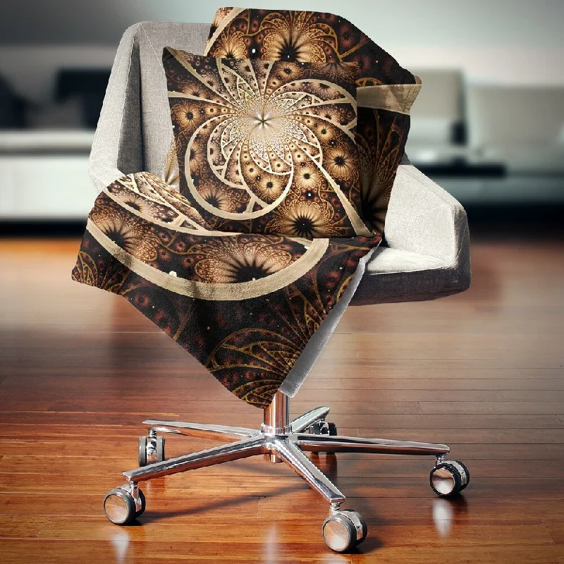 Microfiber blankets that are durable and easy to care forDesignart 'Symmetrical Brown Black Fractal Flower' Floral Throw Blanket
