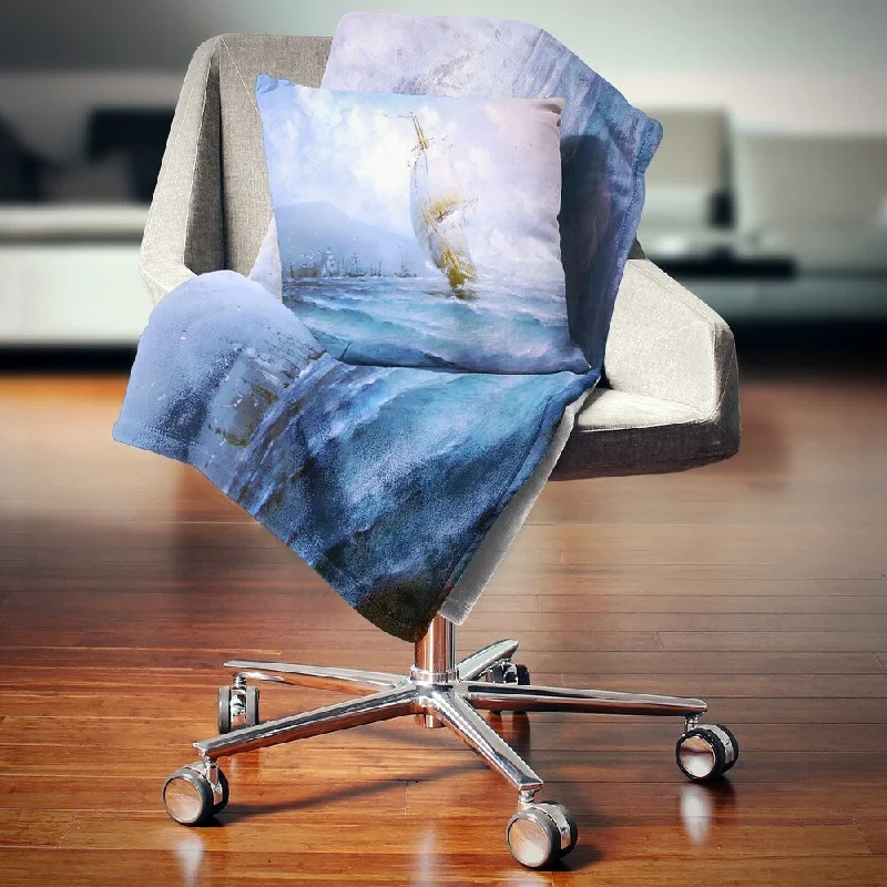 Silk blankets with a smooth and elegant touchDesignart 'Vessel in Blue Sea' Seascape Throw Blanket Silk blankets with a smooth and elegant touchDesignart 'Vessel in Blue Sea' Seascape Throw Blanket